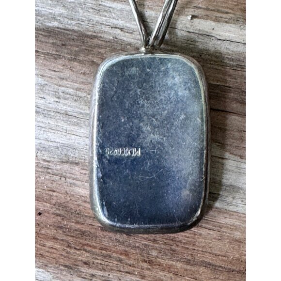 Vintage Sterling Silver & Red Jasper Pendant Rectangle Shape Marked Mexico 925 2 - Picture 3 of 7